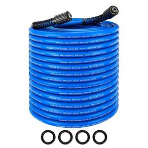 lot 14050 image: Heliwoo Pressure Washer Hose 50 FT x 14, Upgrade Kink Resistant Pro-Flexible Electric Power Washing Hose, 4000 PSI Replacement Extension Hose