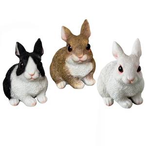 lot 14065 image: Basuo-9Q Garden Decor Resin Rabbit Statues, Easter Bunny Figurines, Outdoor Indoor Spring Decorative Animal Sculptures Holiday Tabletop & Shelf Decoration (Black&White)