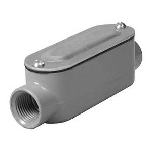 lot 14071 image: TayMac RLC100 Threaded C Type Conduit Body, Die Cast Aluminum, Stamped Steel Cover, 1-Inch,Gray