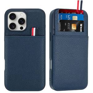 lot 14073 image: WPCase Wallet Phone Case for iPhone 16 Pro Case with Card Holder for Men Women, Dark Blue Leather Protective Phone Cover for iPhone 16 Pro Cases with Wallet
