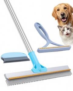 lot 14082 image: Carpet Rake for Pet Hair Removal - 54Adjustable Long Handle Carpet Rake, 3 in 1 Reusable Silicone Carpet Broom with 2 Lint Scrapers, Pet Hair Remover Broom for Rugs, Mats, Couch, Car Interiors