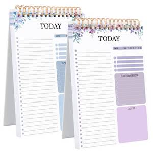lot 14085 image: 2 Packs To Do List Notepad, Totally 208 Pages To Do List Notebook A5 Undated Daily Planner Notepad with Transparent Cover and Task Checklist Home Office School Supplies, Purple & Blue