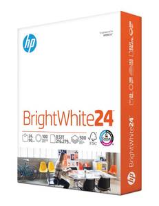 lot 14087 image: HP Papers  8.5 x 11 Paper  BrightWhite 24 lb 1 Ream - 500 Sheets 100 Bright  Made in USA - FSC Certified  203000R