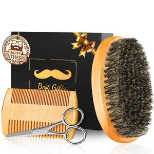 lot 14092 image: Beard Brush Beard Comb Set for Men Dad Husband Fathers Day Dad Gifts from Daughter Wife, Beard Care Kit, Natural Boar Bristle Brush Pear Wood Comb, Travel Facial Hair Grooming as a Styling Tool