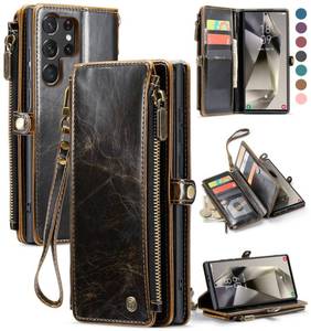 lot 14111 image: Defencase Compatible with Samsung Galaxy S23 Ultra Case Wallet with RFID Blocking Card Holder for Women Men, PU Leather Magnetic Snap Flip Zipper Strap Phone Case Fit for Galaxy S23 Ultra 5G, Coffee