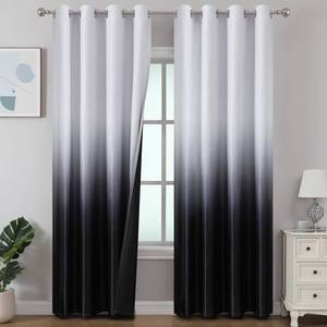 lot 14117 image: Estelar Textiler Black and Greyish White Blackout Curtains for Bedroom, Ombre Black out Curtains 84 Inch long for Living Room,Room Darkening Thermal Insulated Grommet Window Drapes,52x84 Inch,2 Panels