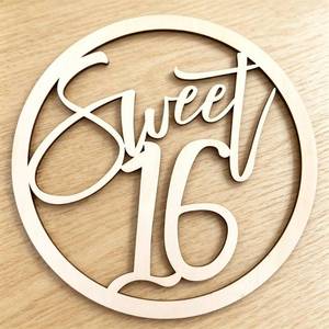 lot 14123 image: Snvpnyd Circular Wooden Sweet 16 Sign for Backdrop, 16th Birthday Party Decorations for Sixteen Anniversary Party Home Wall Decorations Birthday Gift