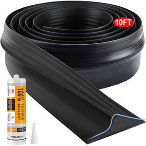 lot 14131 image: Jin&Bao Universal Garage Door Threshold Seal Strip 10FT Kit, Bottom Waterproof Rubber Weather Stripping Replacement��Black, 1 Adhesive��
