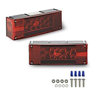 lot 19167 image: Wellmax 12V LED Trailer Lights, Submersible and Waterproof Low Profile Rectangular tail lights for RV, marine, boats, trailers