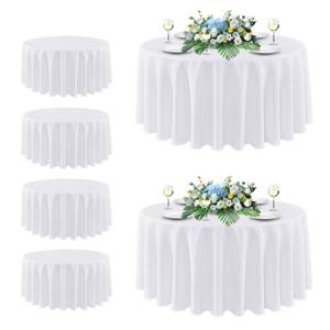 lot 19179 image: sancua White Round Tablecloth 108 Inch Diameter, 6 Pack - Circle Polyester Fabric Table Cloth for Wedding Party Reception Banquet Birthday, Washable Formal Table Cover (Fit 42-96 Inch Tables)
