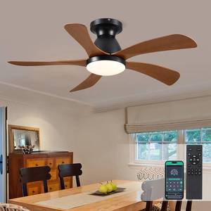 lot 19200 image: SHIHOT 42 Inch Low profile Ceiling Fans with Lights and Remote, Modern Flush Mount Ceiling Fan Light Fixture for Bedroom with 5 Blades, 6 Speeds, Timing, Dimmable 3 Light Colors