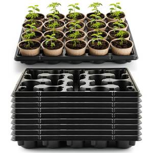 lot 19205 image: RooTrimmer 20 Cell Plant Trays for Carrying 3 inch Round Nursery Pots, Sturdy Plastic Trays Suitable for Holding 200 pcs Peat Pots (10 Packs - Trays Only, Pots Not Included)