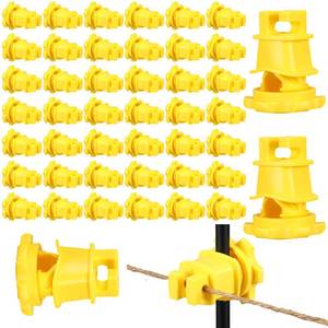 lot 19207 image: Frienda 50 Pcs Electric Fence Wire Insulators Screw Round Post Insulator Fence Wire Holding Insulator Post Clips Insulators for Farm Garden Pet Containment Animal Husbandry Electronic (Yellow)