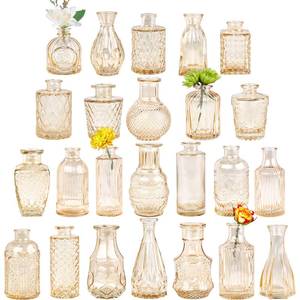 lot 19209 image: TBWIND Glass Bud Vase Set of 24, Small Amber Flower Vases for Centerpieces in Bulk, Mini Vintage Vase for Wedding Decor, and Home Table D�cor