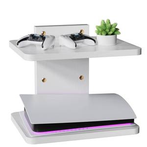 lot 19226 image: WALI Floating TV Shelf, 2 Tier Projector Shelf for DVD Players, Routers, Game Consoles, Cable Boxes, Living Room Decor Accessories, Wall Mount Shelves Holds Up to 22lbs (CS202NW), 2-Shelf, White
