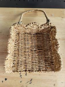 lot 19239 image: Handwoven Natural Wicker Storage Basket with Handle