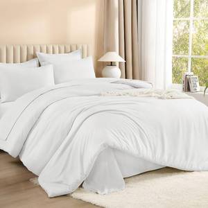 lot 19247 image: Litanika Comforter King Size Set White - 7 Pieces Bed in a Bag King Bedding Comforter Sets, Plain Lightweight Bed Set with Comforter, Sheets, Pillowcases & Shams