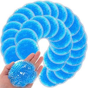 lot 19257 image: Woanger 30 Pieces Boo Boo Ice Pack Reusable Cold Packs Round Small Ice Packs for Bump Wisdom Teeth Breastfeeding Tired Eyes Dark Circles Face Pain Relief(Blue)