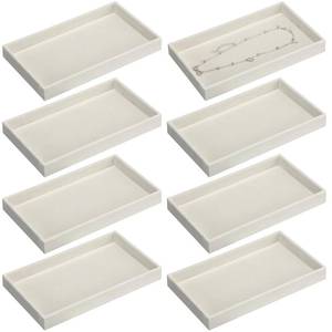 lot 19268 image: Inbagi 8 Pcs Small Velvet Jewelry Tray Stackable Jewelry Drawers Organizer Trays Jewelry Storage Trays 8.3 x 4.7 x 1 Inches (Beige)