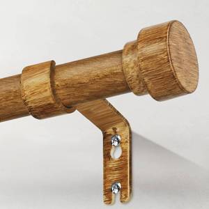 lot 19273 image: Boho Wood Curtain Rods for Windows 48 to 84 Inch, 1 Adjustable Heavy Duty Curtain Rod with Imitation Wooden Grain Finials, Rustic Farmhouse Modern Style Decorative Drapery Rods, Size 32-90