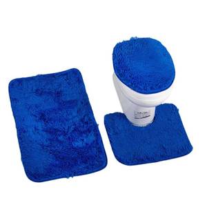 lot 20002 image: XIZHI Bathroom Rugs Sets 3 Piece,U-Shaped Toilet Floor Mat Non Slip Rugs Toilet Lid Cover Mat,with PVC Point Rubber Backing (Blue)