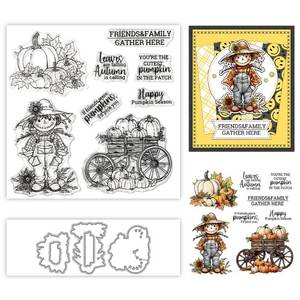 lot 20013 image: Halloween Clear Silicone stampReusable Stamp with Pumpkins, Skulls, Bats, Santa Claus, and Holiday Designs. Used for Making Cards, scrapbooks, and DIY templates (Scarecrow)