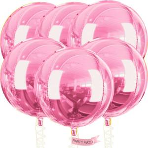 lot 20016 image: PartyWoo Pearl Pink Foil Balloons 6pcs 32 Inch Large Round Foil Big Giant 4D Jumbo Inflatable Mirror Ball Mylar Balloons for Baby Shower Birthday Gender Reveal Tea Princess Party Decorations