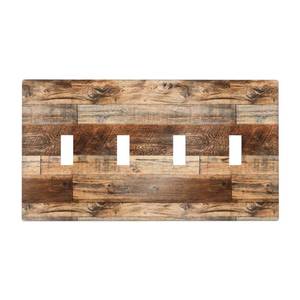 lot 20029 image: Brown Wood Decorative Light Switch Cover Plate Quad Toggle Switch Plates 4 Gang Wall Plate, Rustic Farmhouse Wood Grain Wall Plate, 4.5 x 8.0 Inch