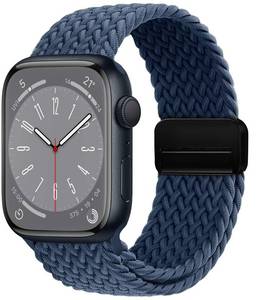 lot 20031 image: OMECKY Magnetic Braided Loop Band Compatible with Apple Watch Series 11 10 42mm 9 8 7 6 5 4 40mm 41mm for Women Men, Stretchy Nylon Elastic Sport Strap for iWatch SE 123, Dark Blue