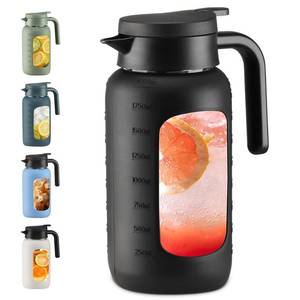 lot 20036 image: 68 oz Glass Pitcher with Lid and Handle, Glass CarafeJug for HotCold Water, Large Iced Tea Pitcher for Coffee, Juice and Homemade Beverage, Black