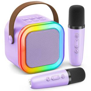 lot 20050 image: Mini Karaoke Machine for Kids Adults, 2026 TOP Birthday Gifts for Girls Boys 3,4,5,6,7,8Year Old Toddler Toys, Portable Bluetooth Speaker with 2 Wireless Karaoke Microphones Player (Purple)