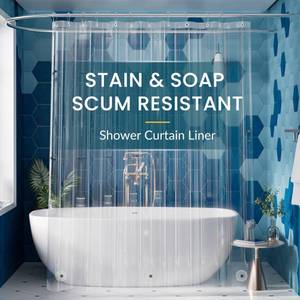 lot 20052 image: Titanker Clear Shower Curtain Liner Plastic Long Shower Liner 72 x 78 PEVA Lightweight Waterproof Shower Curtains for Bathroom with Magnets and Rustproof Grommets