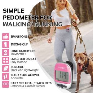 lot 20057 image: PINGKO Outdoor Multi-Function Portable Sport Pedometer StepDistanceCaloriesCounter - Pink