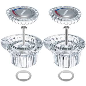 lot 20058 image: Enhon 2 Pack Shower Handle Replacement Compatible with Moen 96797 Chateau Tub and Showers Faucet, Shower Knob Replacement Kit Compatible with Moen 1225 Cartridge, Include Screws, Chrome Knob Insert