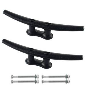 lot 20079 image: ORLANG 8 Inch Dock Cleats, Electrophoretic Coated Black Boat Cleats with Hardware, Boat Dock Cleats Rope Cleat for Boat Docks, Decks or Nautical Decor (2 Pack)
