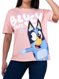 lot 20451 image: Bluey Shirt  Short Sleeve Womens Tshirt  Cotton Summer Clothes  Ladies Tee Shirts  Pink Medium