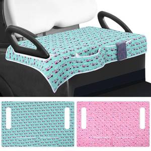 lot 20452 image: Datanly 2 Pack Golf Cart Seat Covers Funny Seat Towel Blanket with 2 Large Front Pockets & Non Slip Backing Universal Fit for 2 Person Golf Cart 52 x 30(Classic)