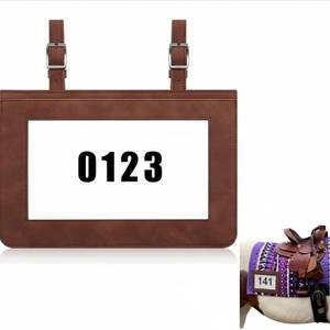 lot 20457 image: Fullhawl 1 Pcs Horse Show Supplies Horse Performance Number Holder for Saddle Leather Exhibitor Number Clip for Harness Pig Cattle Cow Goat Show Supplies (Black)