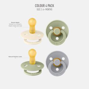 lot 20460 image: BIBS Colour Soother 4-Pack  BPA Free Dummy Pacifier  Round Nipple  Natural Rubber Latex  Made in Denmark  Size 6-18 Months  Sage Mix