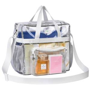 lot 20461 image: MAY TREE Clear Bag for Stadium Events 12�6�12 Clear Tote Lunch Bag with Reinforced Straps for Work, Sporting Events and Gym, White