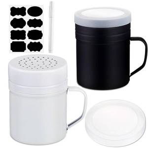 lot 20467 image: Acellegic 2 Pcs 10oz Stainless Steel Dredge Shaker Salt and Pepper Shakers with Handle and Plastic Cap Kitchen Spice Bottles Household Seasoning Jar For Salt Spice Sugar Flour