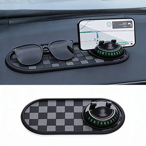 lot 20470 image: Multifunction Car Anti-Slip Mat with 360° Rotating Phone Holder, Car Dashboard Mat with Hidden Parking Number Plate, Anti-Slip Phone Pad for for Sunglasses Keys, Universal Car Interior Accessories