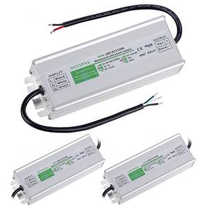 lot 20473 image: 3 Pack LED Driver 120 Watts Waterproof IP67 Power Supply Transformer Adapter 100V-260V AC to 12V DC Low Voltage Output for LED Light, Computer Project, Outdoor Light and Any 12V DC led Lights