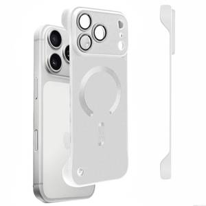 lot 20475 image: Omio Magnetic Slim Case for iPhone 17 Pro Max Compatible with MagSafe, Matte PC Ultra-Thin Bumper Frameless Borderless Minimalist Design with Camera Lens Protector for Men Women, Silver