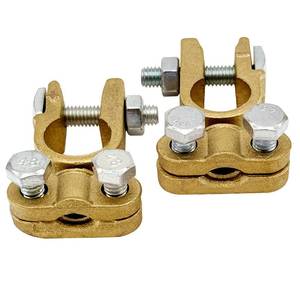 lot 20478 image: Ampper Brass Battery Terminals Connectors Clamps, Top Post Battery Terminal Protector Set for Marine Car Boat RV Vehicles (1 Pair)