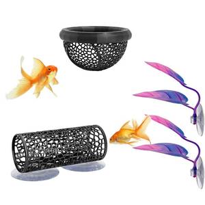 lot 20484 image: 4 Pcs Betta Fish Hammock & Toy Set, Suction Cup Tunnel, Floating Betta Fish Skins, 2 Foliage Pads��Aquarium Hide and Feed Decor for Resting, Hiding & Play Areas.