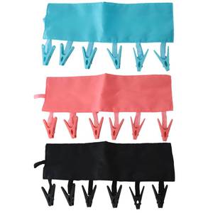 lot 20486 image: Ymcafmo Mini Clothespins Travel Hangers 3-Pack Foldable Portable Clothes Hangers w 6 Clips for Swimsuit, Towel & Sock Drying Rack - Cruise, Dorms, Travel (Black, Blue, Red)