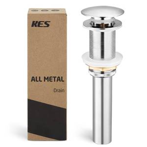 lot 20492 image: KES Bathroom Sink Drain Without Overflow Vessel Sink Lavatory Vanity Pop Up Drain Stopper Polished Chrome for 1.6-1.9 Sink Hole, All Metal Rustproof Brass and 304 Stainless Steel, S2008D-CH
