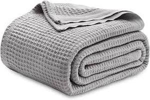 lot 19196 image: Bedsure Gray Cotton Waffle Weave Throw Blanket 9090