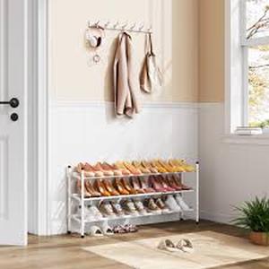 lot 19232 image: Tajsoon White Entryway Shoe Rack